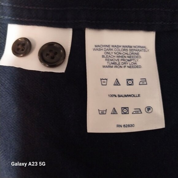 Lands End Mens Long Sleeve Button-Down Shirt Size L 100% Cotton Navy Blue - Picture 6 of 7